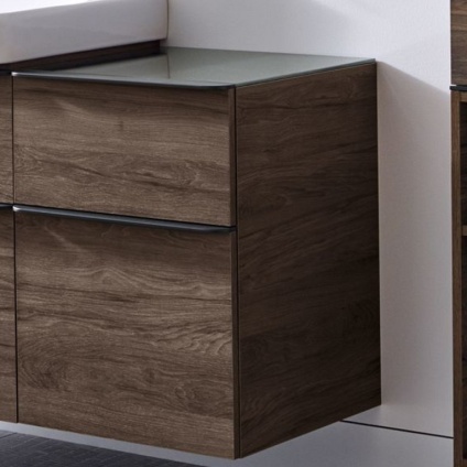 Product Lifestyle image of Geberit Smyle Square 450mm Hickory Low Cabinet -500.357.JR.1
